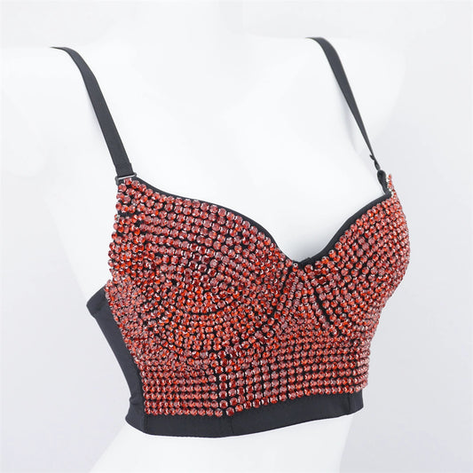 Burning Man Rave Festival Rhinestones Embellished Bustier Corset Top Bra Party Clothing 36102