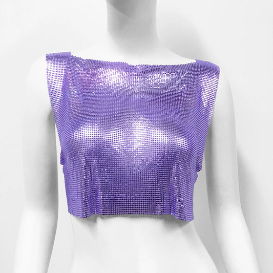 Purple Metallic Sequin Top Rave Vest Music Festival Camisole