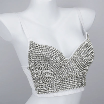 Burning Man Rave Festival Rhinestones Embellished Bustier Corset Top Bra Party Clothing 36097