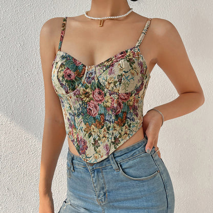 Retro Straps-Crop-Top für Damen Bustier 