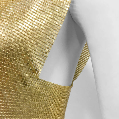 Gold Metallic Sequin Top Rave Vest Music Festival Camisole