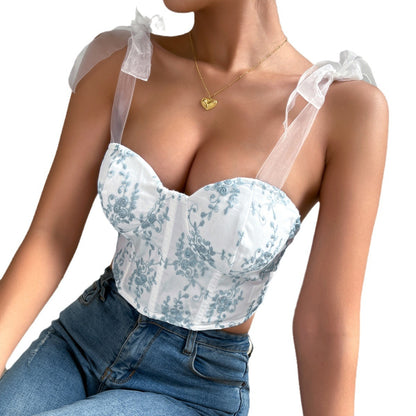 Summer Sexy Backless Strappy Women Bustier Top with Underwire