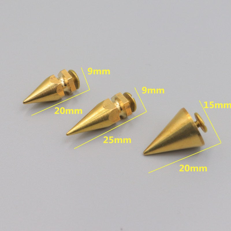 Wholesale 20pce Brass Spikes, Punk Spikes, Pure Copper Rivets, Collar Decorative Spikes, Handmade Leather Accessories