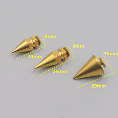 Wholesale 20pce Brass Spikes, Punk Spikes, Pure Copper Rivets, Collar Decorative Spikes, Handmade Leather Accessories