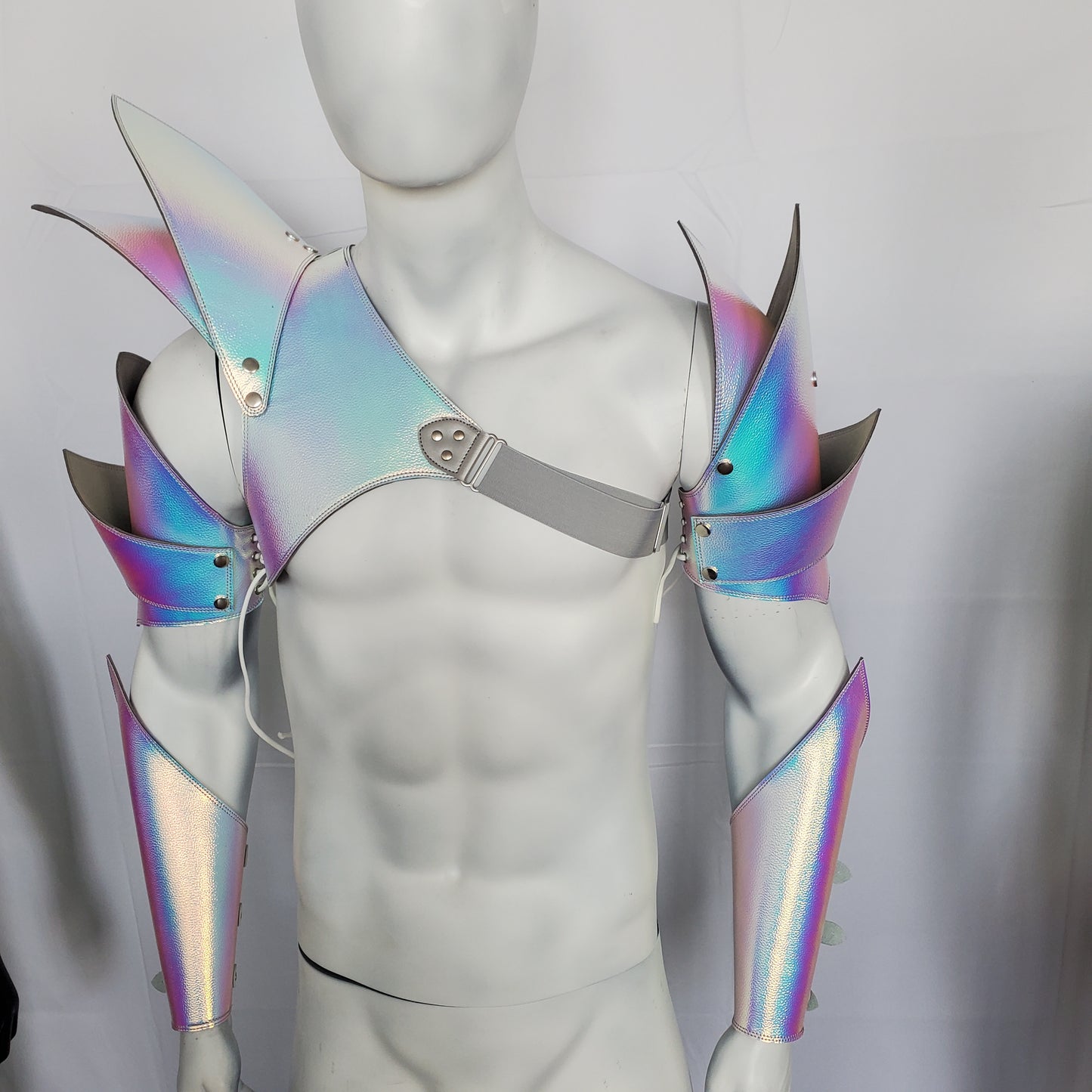 Burning Man Holographic Laser Armor, Rave Man's Cosplay Carnival Outfits Pauldron Armor Festival Wear