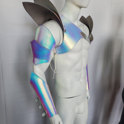 Burning Man Holographic Laser Armor, Rave Man's Cosplay Carnival Outfits Pauldron Armor Festival Wear