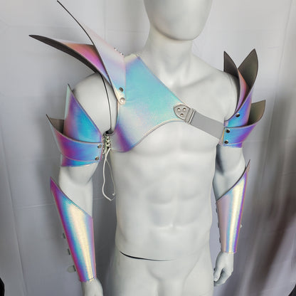 Burning Man Holographic Laser Armor, Rave Man's Cosplay Carnival Outfits Pauldron Armor Festival Wear