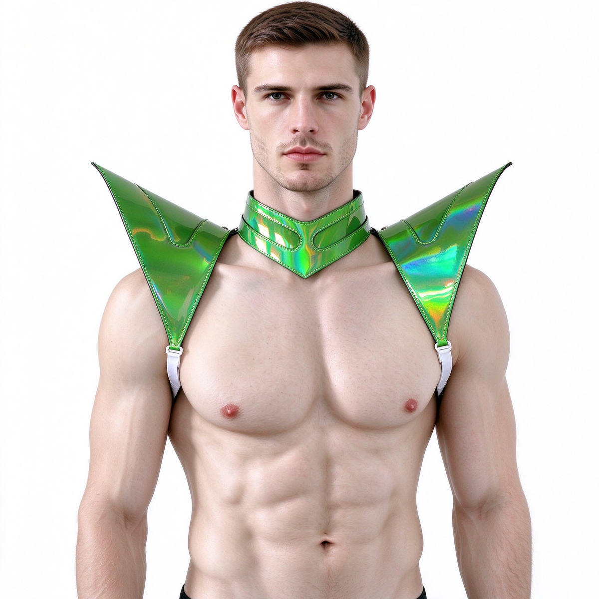 Burning Man Holographic Laser Green Armor, Rave Shoulder Piece Armor EDM Festival Outfit
