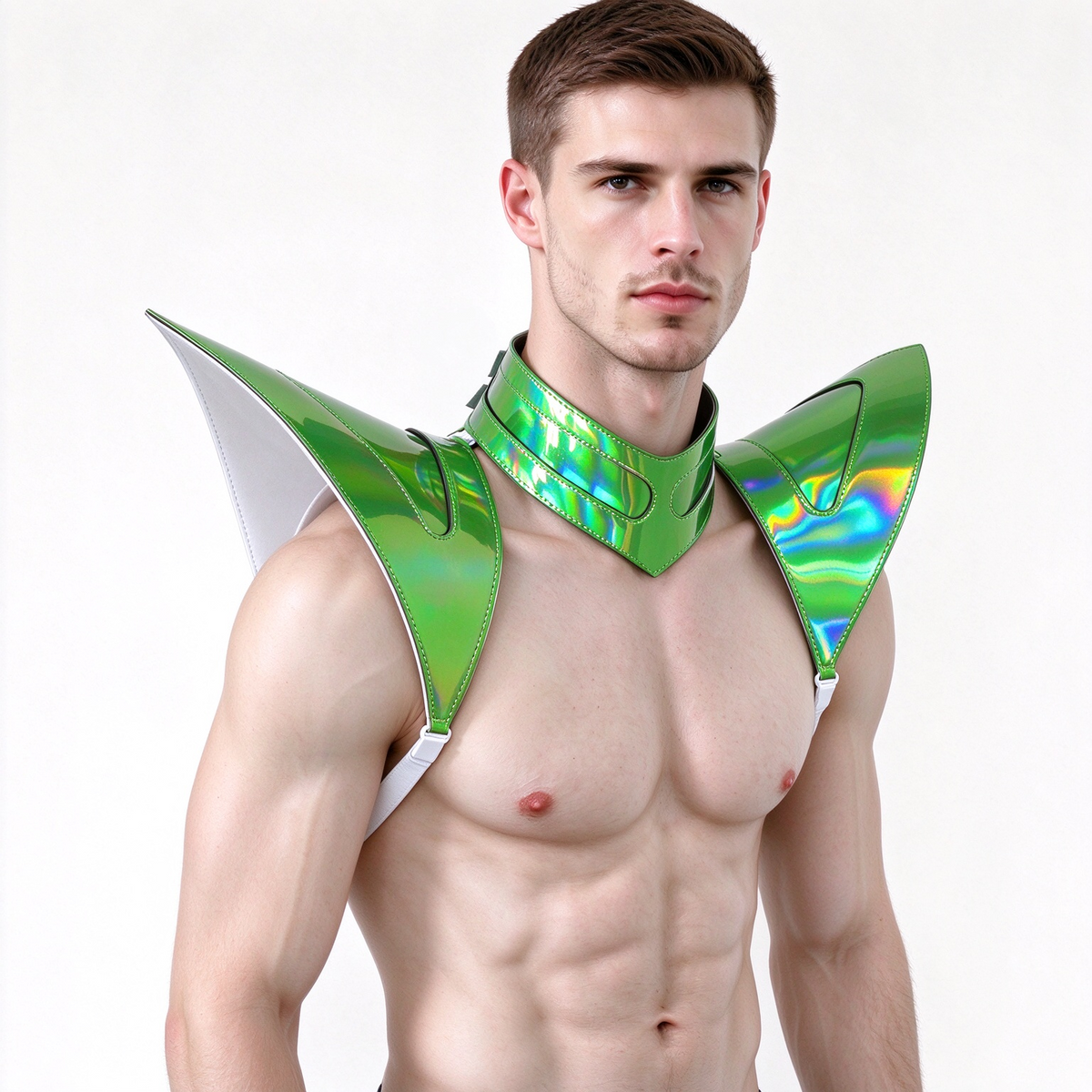 Burning Man Holographic Laser Green Armor, Rave Shoulder Piece Armor EDM Festival Outfit