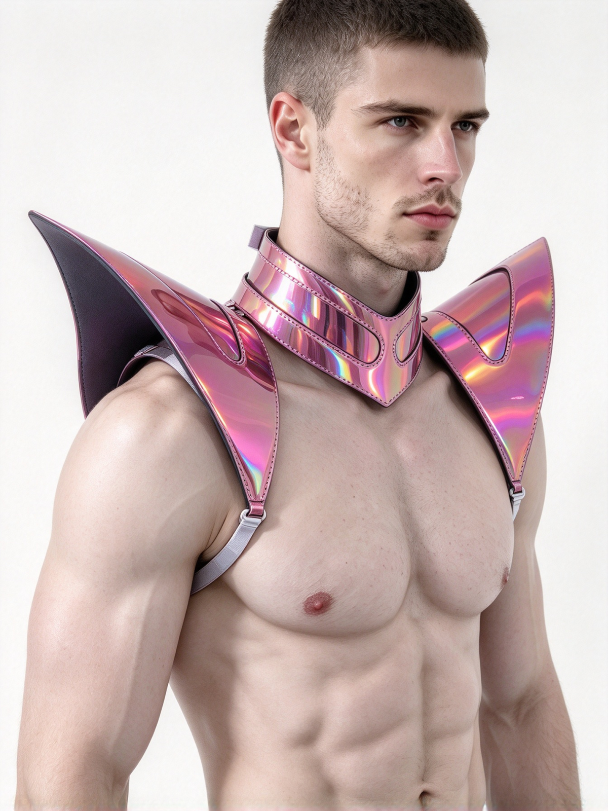 Burning Man Holographic Laser Pink Armor, Rave Shoulder Piece Armor EDM Festival Outfit