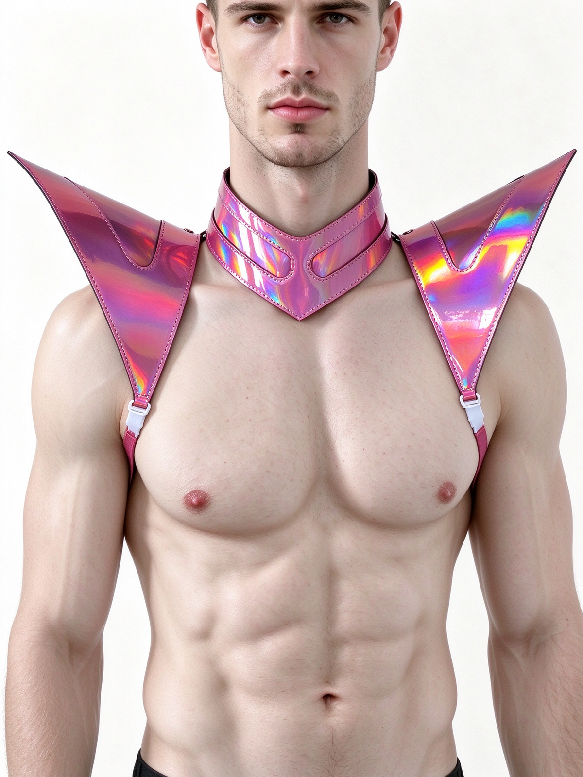 Burning Man Holographic Laser Pink Armor, Rave Shoulder Piece Armor EDM Festival Outfit
