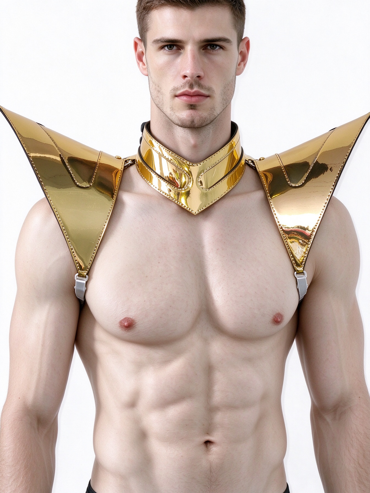 Burning Man Holographic Gold Armor, Rave Shoulder Piece Armor EDM Festival Outfit
