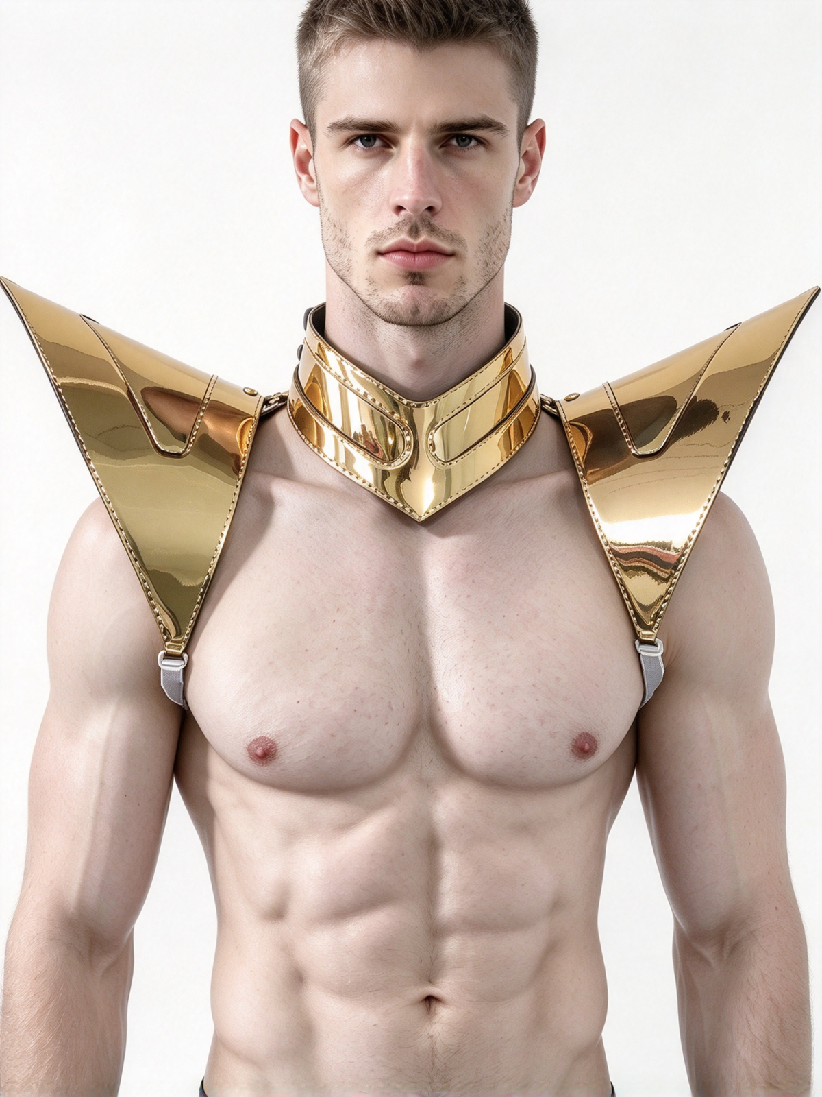 Burning Man Holographic Gold Armor, Rave Shoulder Piece Armor EDM Festival Outfit