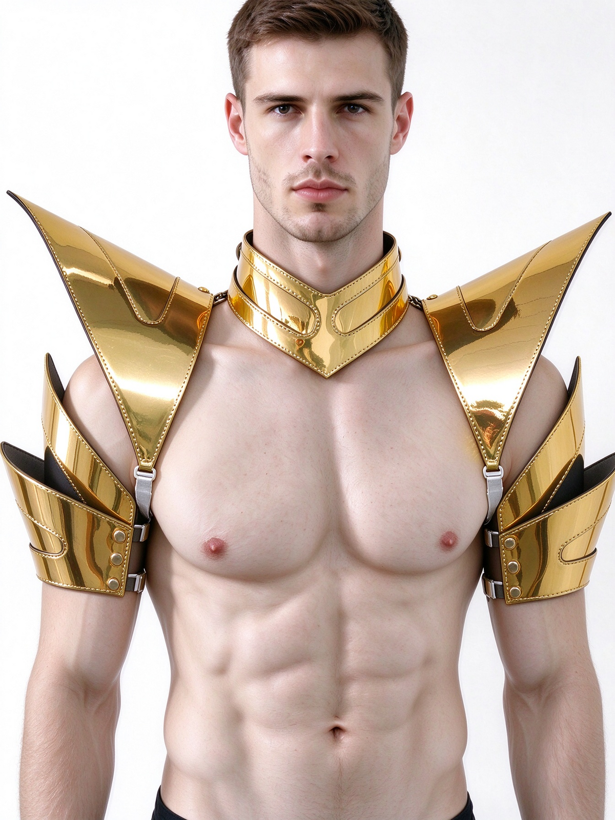 Burning Man Holographic Gold Rave Arm & Shoulder Piece Half Armor EDM Festival Outfit