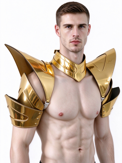 Burning Man Holographic Gold Rave Arm & Shoulder Piece Half Armor EDM Festival Outfit