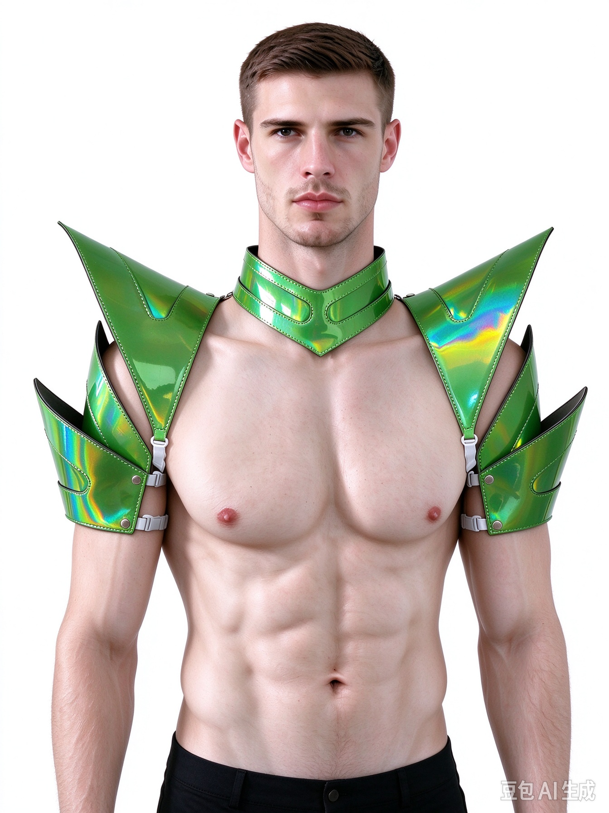 Burning Man Holographic Rave Laser Green Arm & Shoulder Piece Half Armor EDM Festival Outfits
