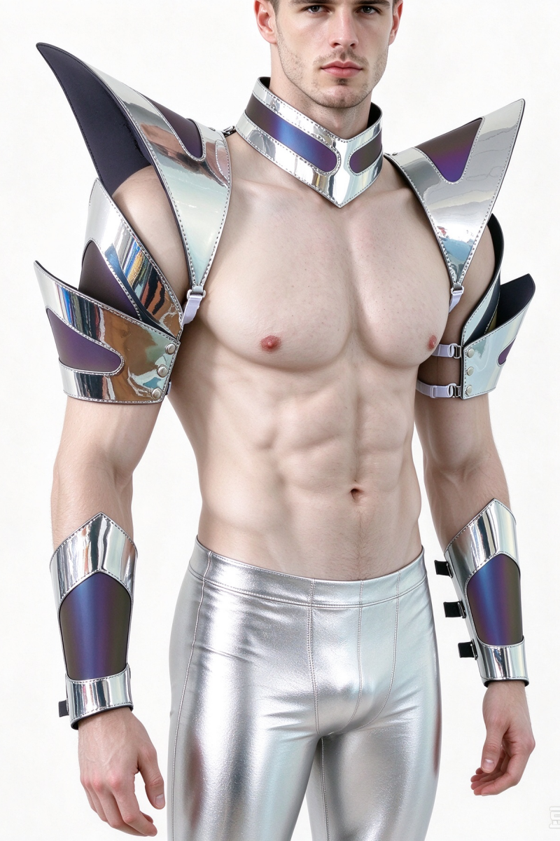 Burning Man Holographic Silver Edge Reflective Armor,Rave Carnival Festival Costumes Armor Outfits