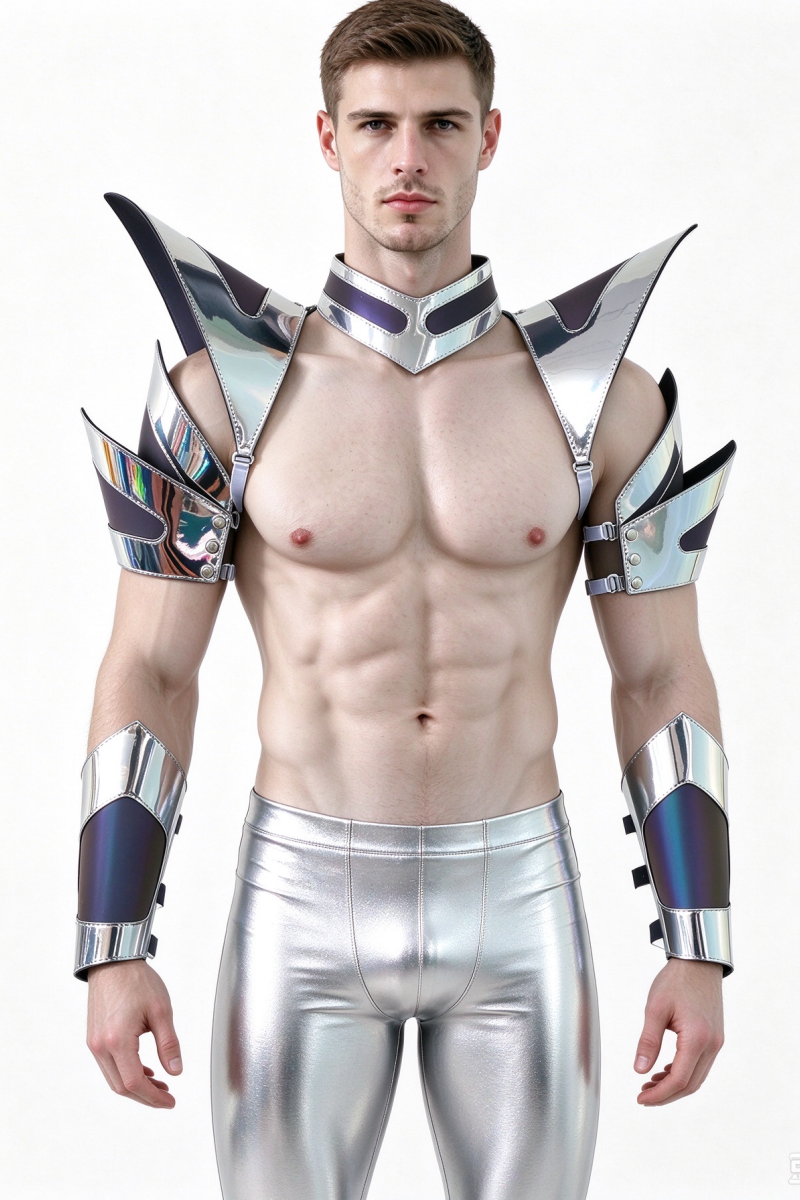 Burning Man Holographic Silver Edge Reflective Armor,Rave Carnival Festival Costumes Armor Outfits
