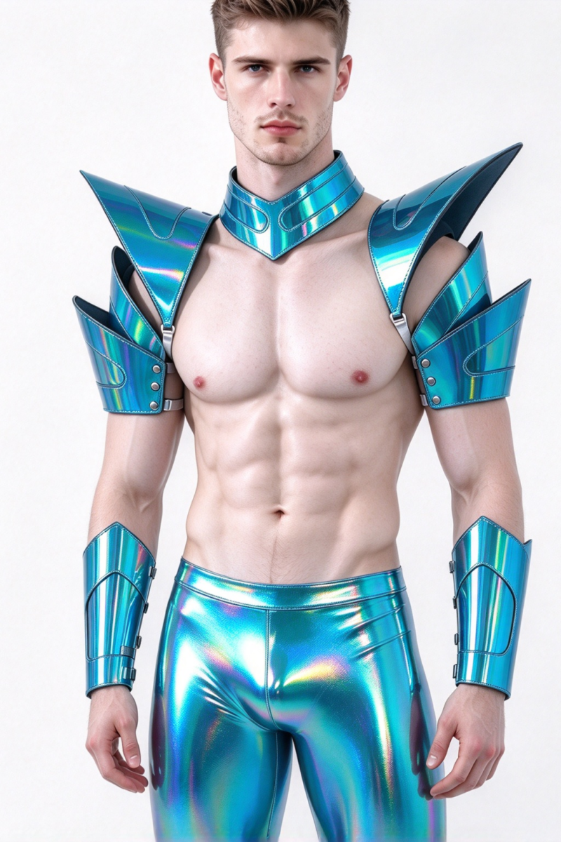 Burning Man Holographic Laser Blue Armor,Rave Carnival Festival Costumes Armor Outfits