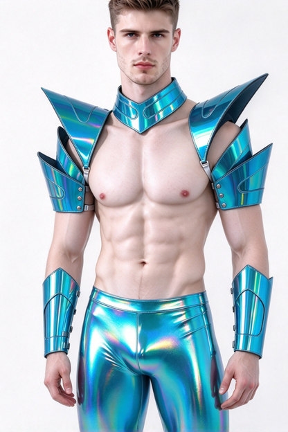 Burning Man Holographic Laser Blue Armor,Rave Carnival Festival Costumes Armor Outfits