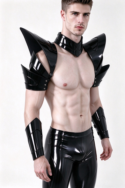 Burning Man Holographic Black Armor,Rave Carnival Festival Costumes Armor Outfits