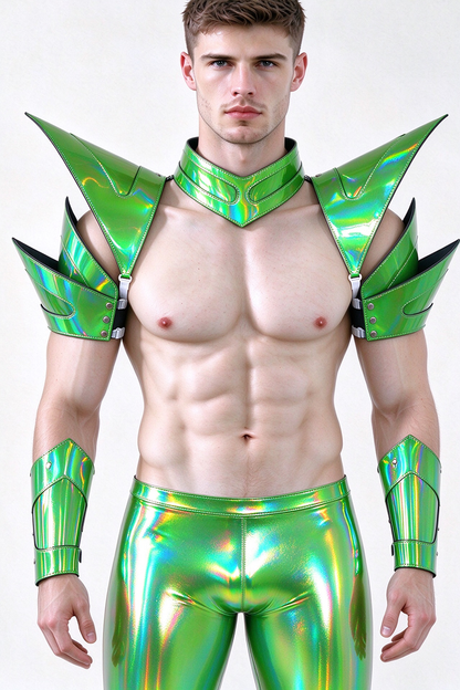 Burning Man Holographic Laser Green Armor,Rave Carnival Festival Costumes Armor Outfits