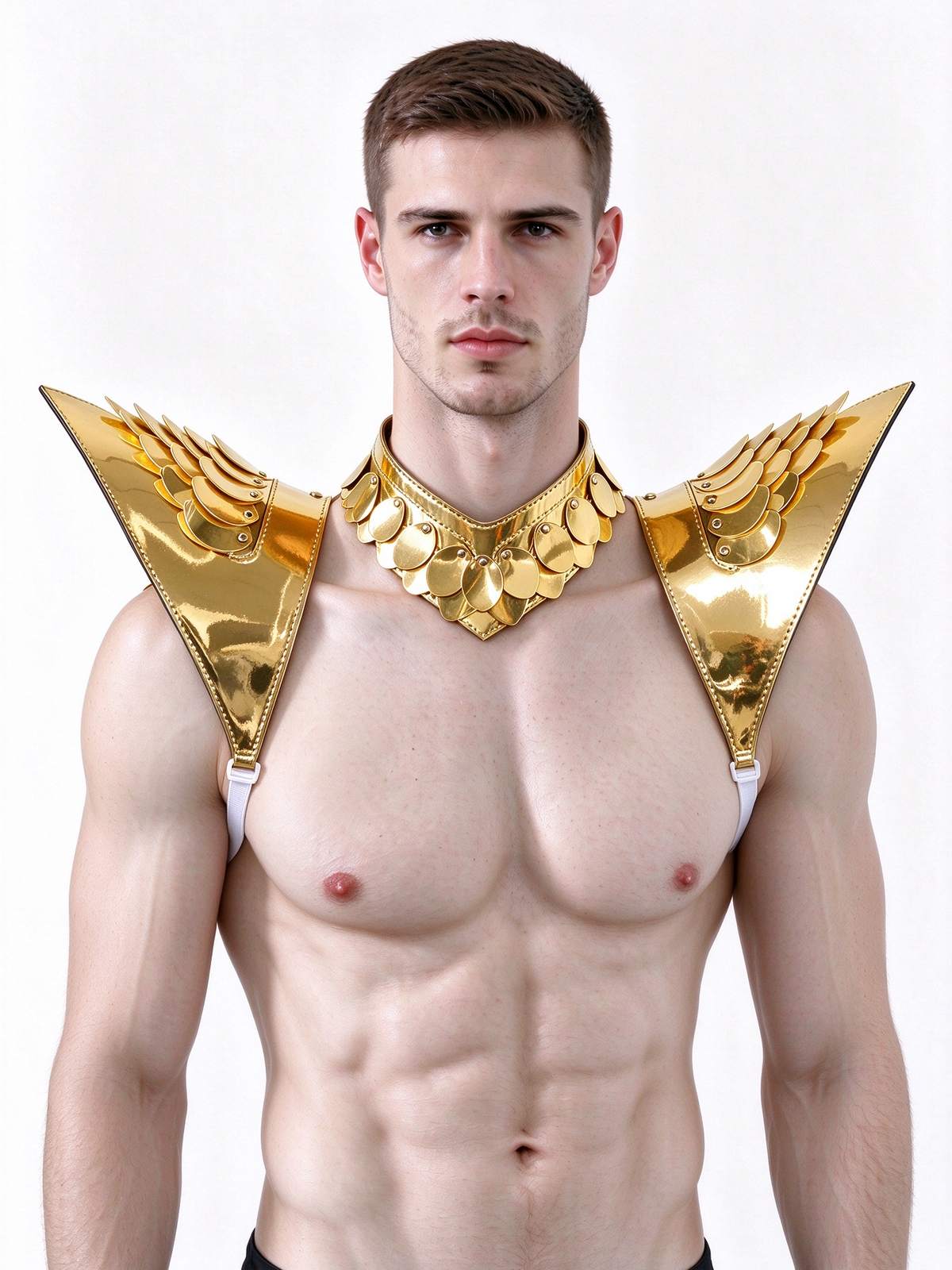 Burning Man Holographic Gold Dragon Scale Armor, Shoulder Piece Armor EDM Festival Outfits