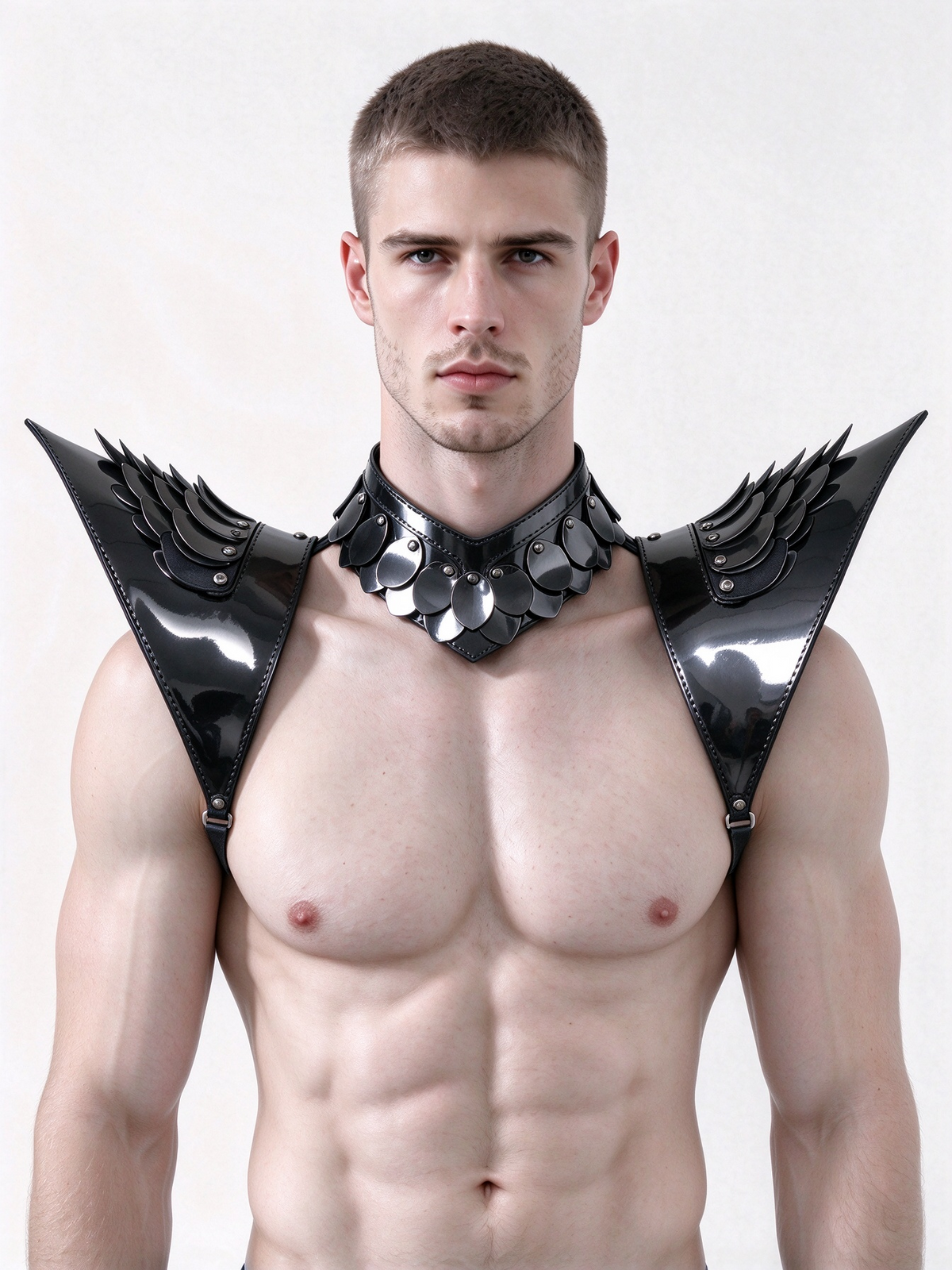 Burning Man Holographic Black Dragon Scale Shoulder Piece Armor EDM Festival Outfits