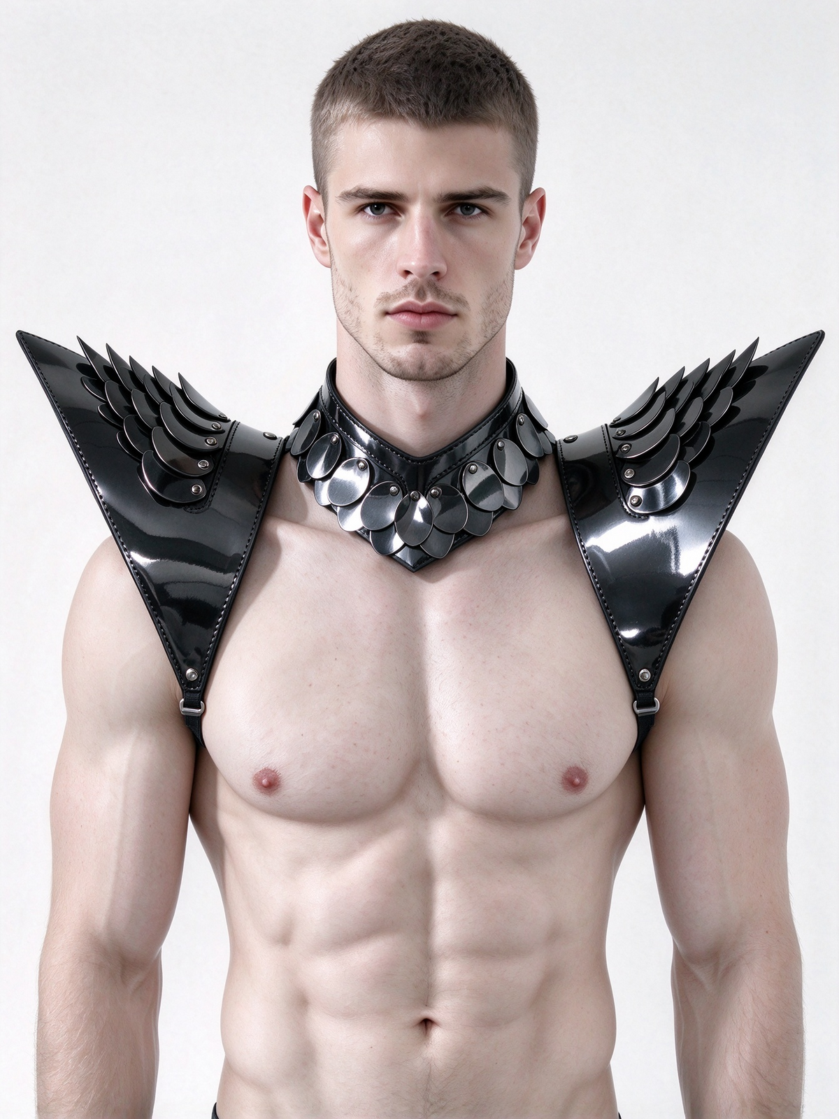 Burning Man Holographic Black Dragon Scale Shoulder Piece Armor EDM Festival Outfits