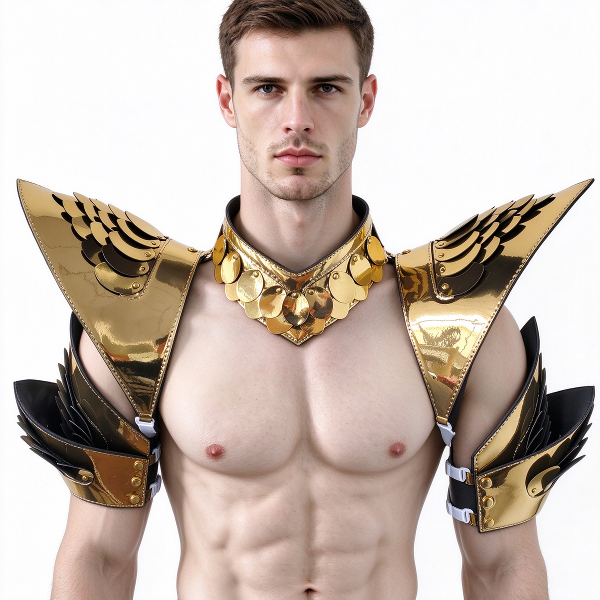Burning Man Holographic Rave Gold Dragon Scale Arm & Shoulder Piece Armor EDM Festival Outfits