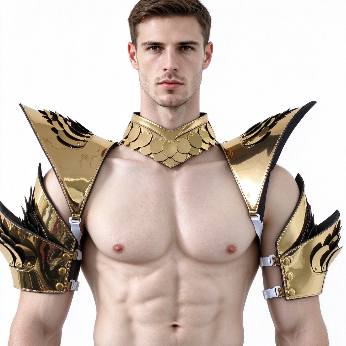 Burning Man Holographic Rave Gold Dragon Scale Arm & Shoulder Piece Armor EDM Festival Outfits