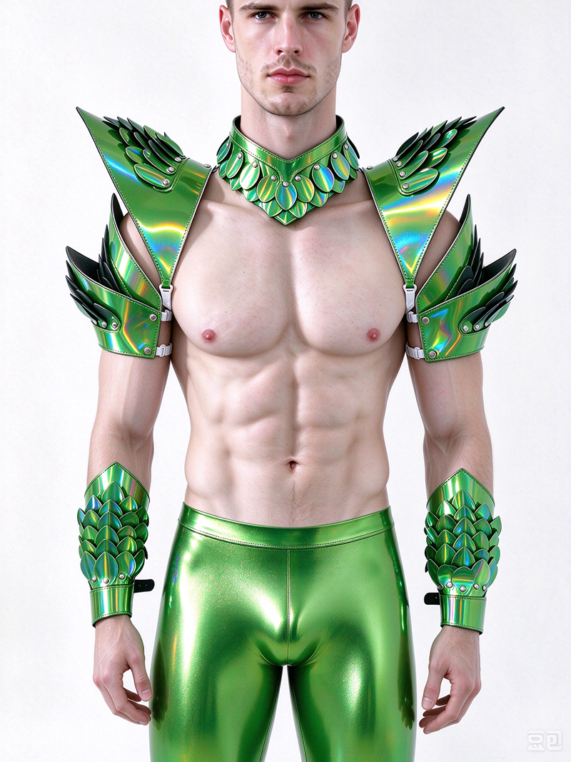 Burning Man Holographique Laser Argent Dragon Scale Armor, Rave Épaule, Festival Ras Du Cou Cape, Épaulettes Carnaval Festival Costumes Vêtements Tenues
