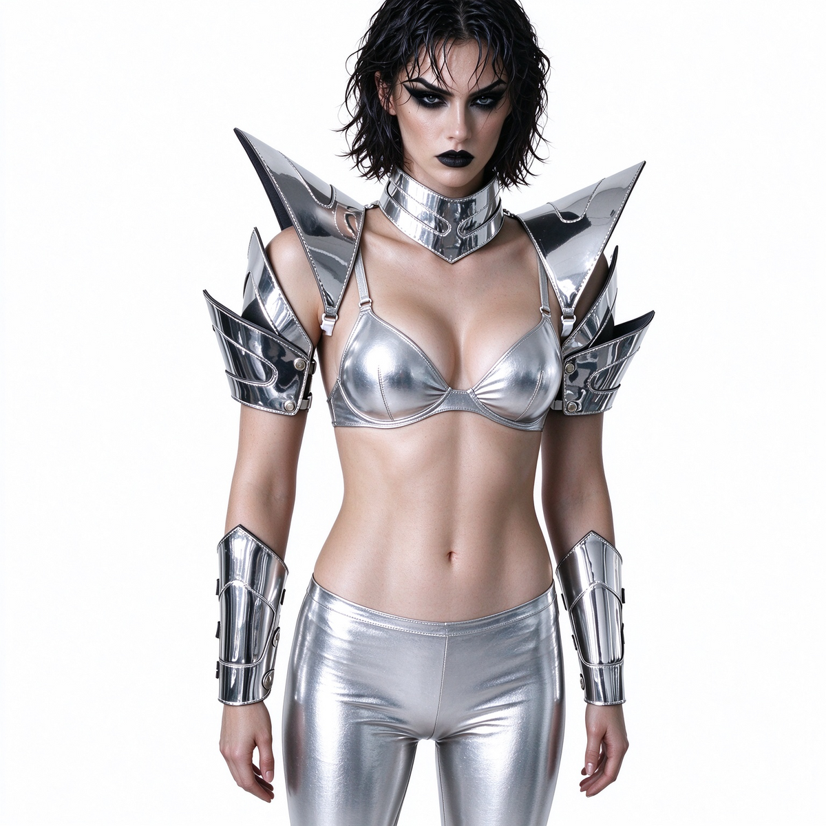 Burning Man Holographic Women Gold Edge Armure réfléchissante, pièce d'épaule rave, cape ras du cou du festival, épaulettes, costumes de festival de carnaval, tenues de vêtements