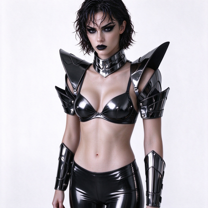 Burning Man holografische Damen-Rüstung mit Goldrand, reflektierende Rüstung, Rave-Schulterteil, Festival-Halsband-Umhang, Schulterpolster, Karneval, Festival, Kostüme, Kleidung, Outfits