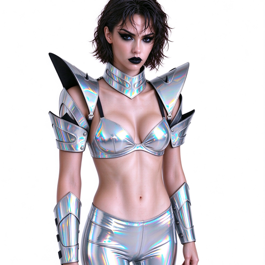 Burning Man Holographic Women Laser Silver Armor,Rave Carnival Festival Costumes Armor Outfits