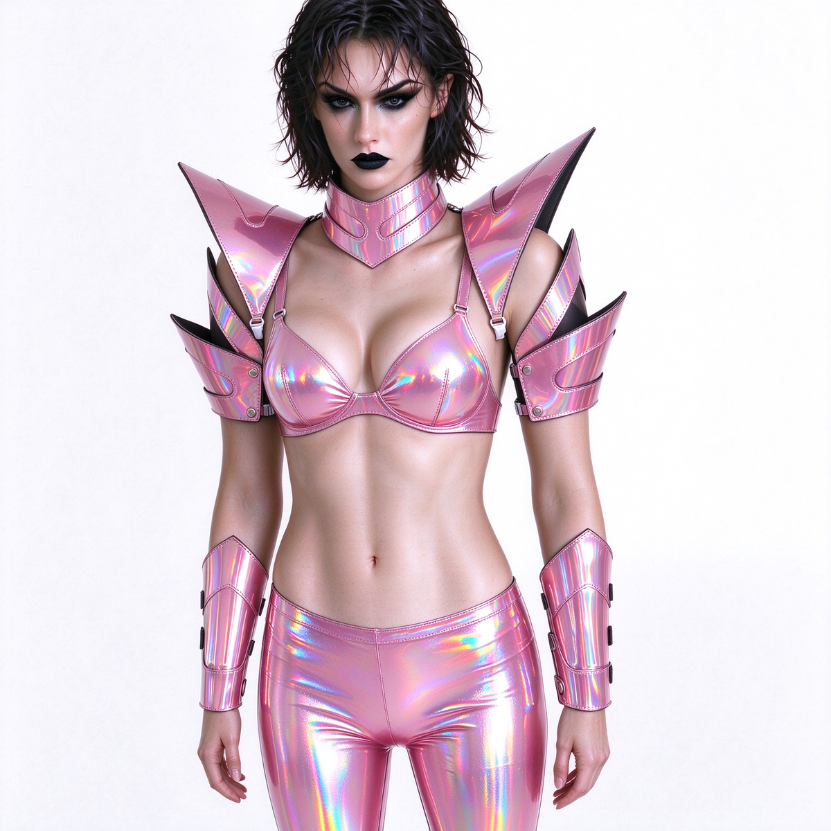 Burning Man Holographic Women Laser Pink Armor,Rave Carnival Festival Costumes Armor Outfits