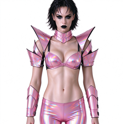 Burning Man Holographic Women Laser Pink Armor,Rave Carnival Festival Costumes Armor Outfits