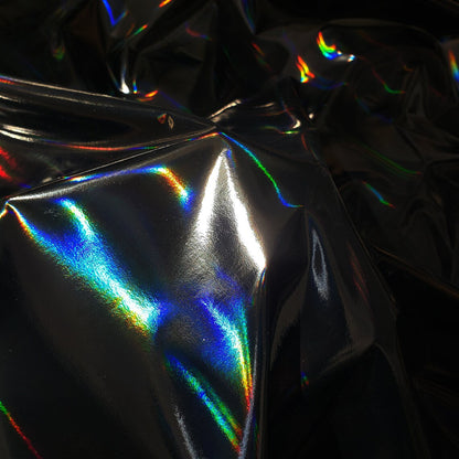 4-Way Stretch Shiny Mirror Holographic PVC Vinyl Fabric,Iridescent Rainbow Fabric,Hologram Holographic Fabric by the yard