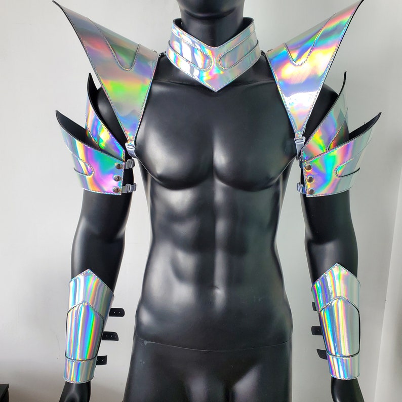 Burning Man Holographic Laser Silver Armor,Rave Carnival Festival Costumes Armor Outfits