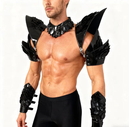 Burning Man Holographic Black Dragon Scale Armor,Rave Carnival Festival Costumes Armor Outfits