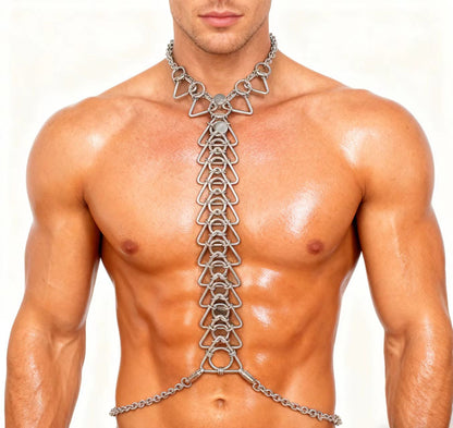 Burning Man Body Stainless Steel Chain Harness,Bold Industrial Rave Festival Fashion Chain Harness,Punk Chest Harness