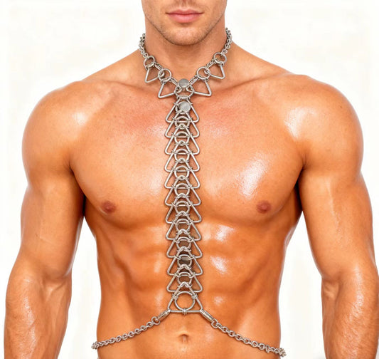 Burning Man Body Stainless Steel Chain Harness,Bold Industrial Rave Festival Fashion Chain Harness,Punk Chest Harness