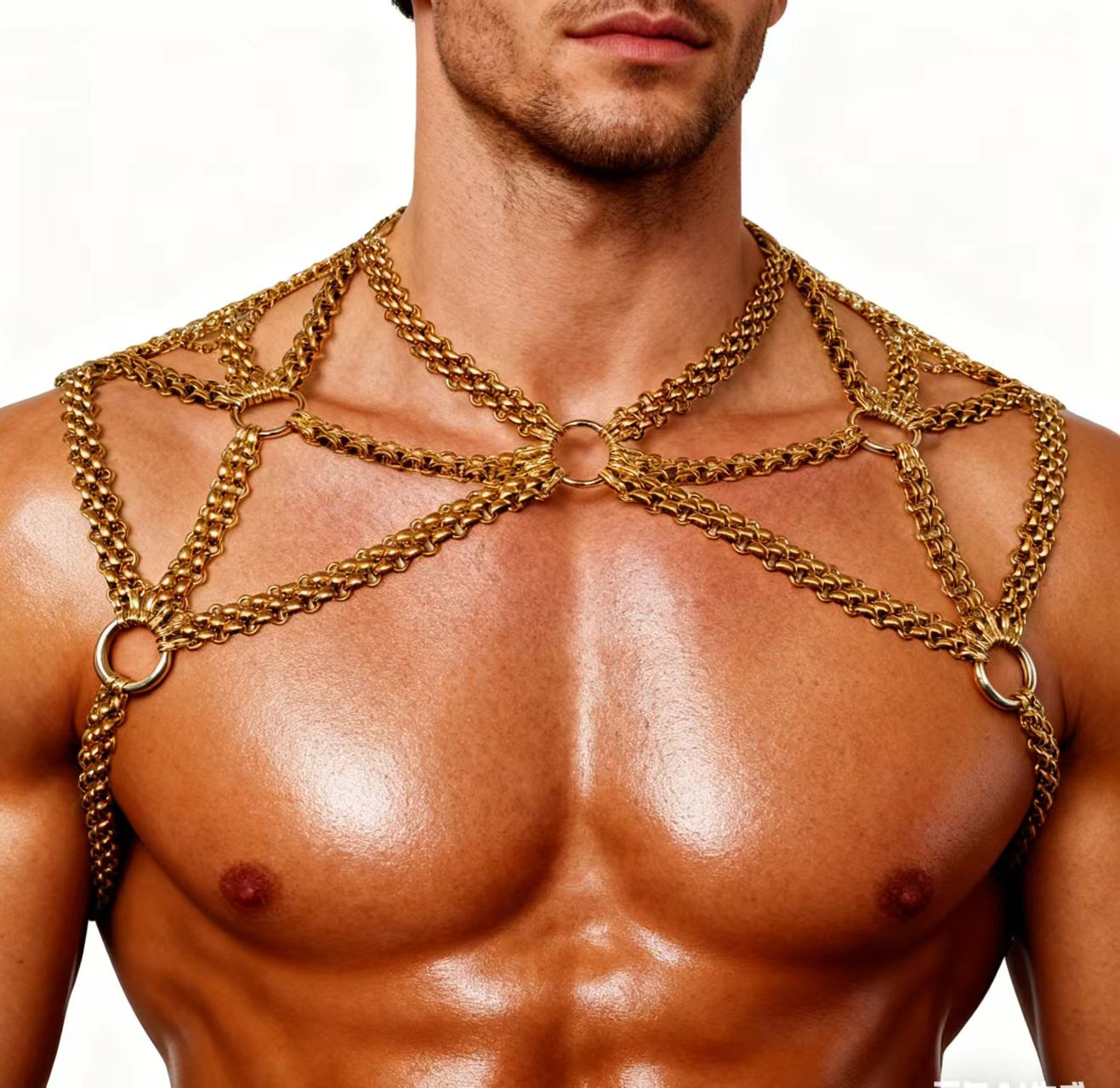 Rave Herren Gold Körperkette Schulter, Schulterkette Harness, Unisex Körperkette, Festival Rave Outfits