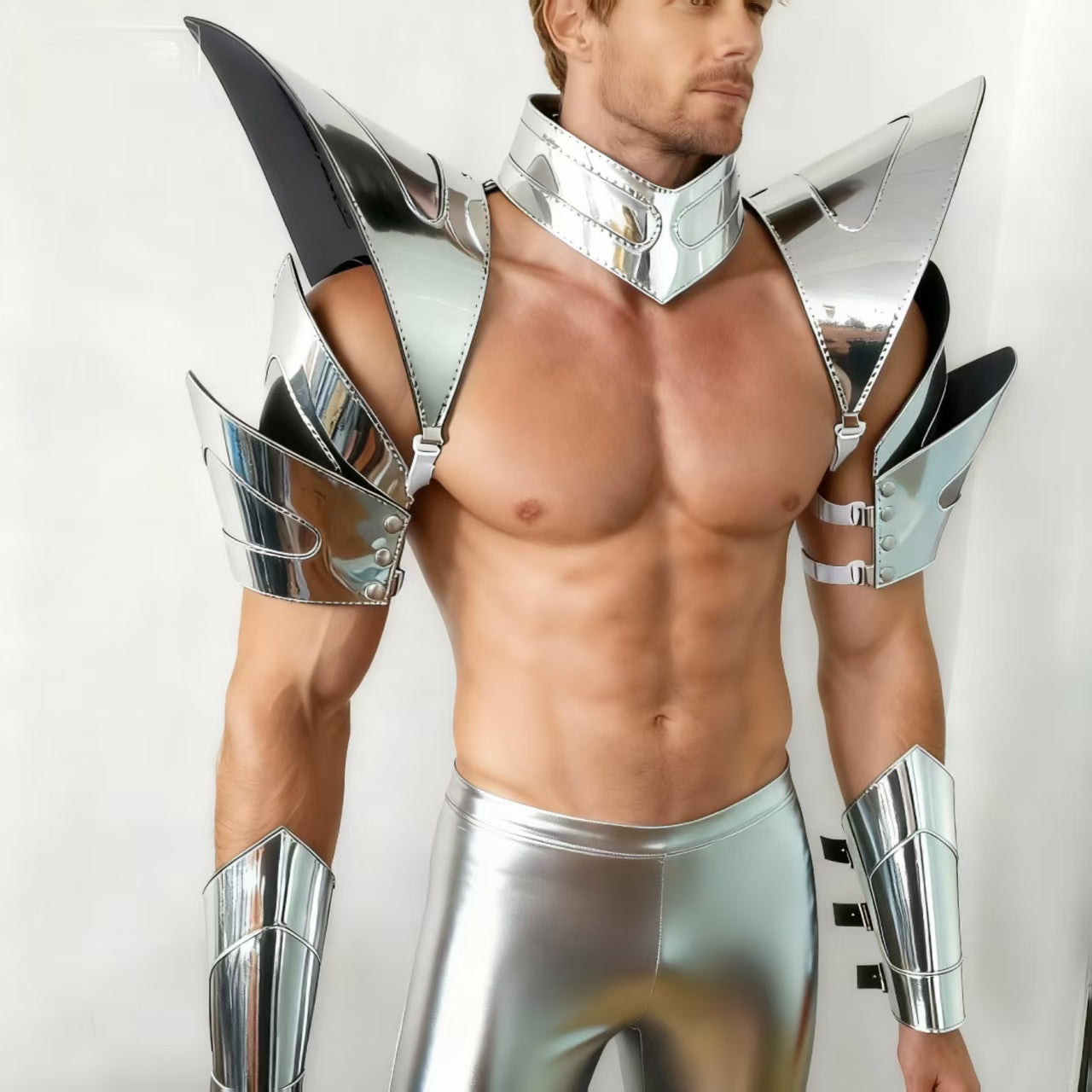 Burning Man Holographic Silver Armor,Rave Carnival Festival Costumes Armor Outfits