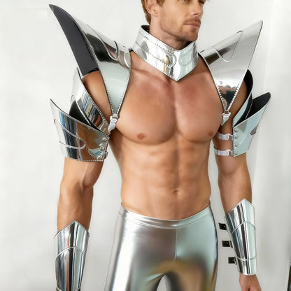 Burning Man Holographic Silver Armor,Rave Carnival Festival Costumes Armor Outfits