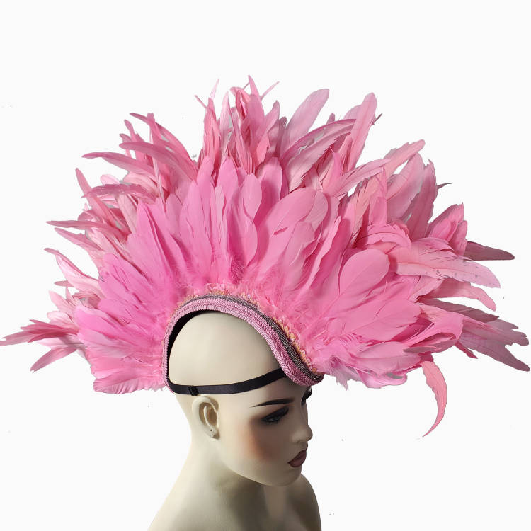 Pink - Rave Feather Mohawk, Burning Man Feather Mohawk, Statement Feather Mohawk, Statement Headwear, Performance Headwear, Statement Headpiece