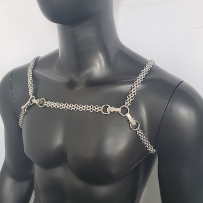 Men Bodychain Shoulder, Rave Shoulder Chain Harness,Burning Man Body Chain