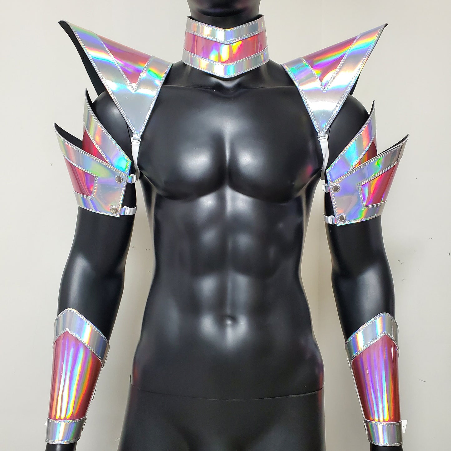 Burning Man Holographic Rave Armor,Rave Shoulder Harness,Choker Cape,Shoulder Pads,Rave Outfit Carnival EDC Outfit Halloween Costume