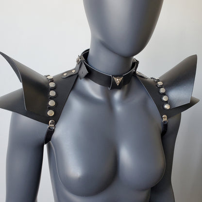 Burning Man Shoulder Harness/ Leather Shoulder Armor/ Shoulder Straps/ Neck Armor/ Shoulder Pads / Shoulder Cage / Festival Harness Unisex