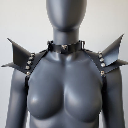 Burning Man Shoulder Harness/ Leather Shoulder Armor/ Shoulder Straps/ Neck Armor/ Shoulder Pads / Shoulder Cage / Festival Harness Unisex